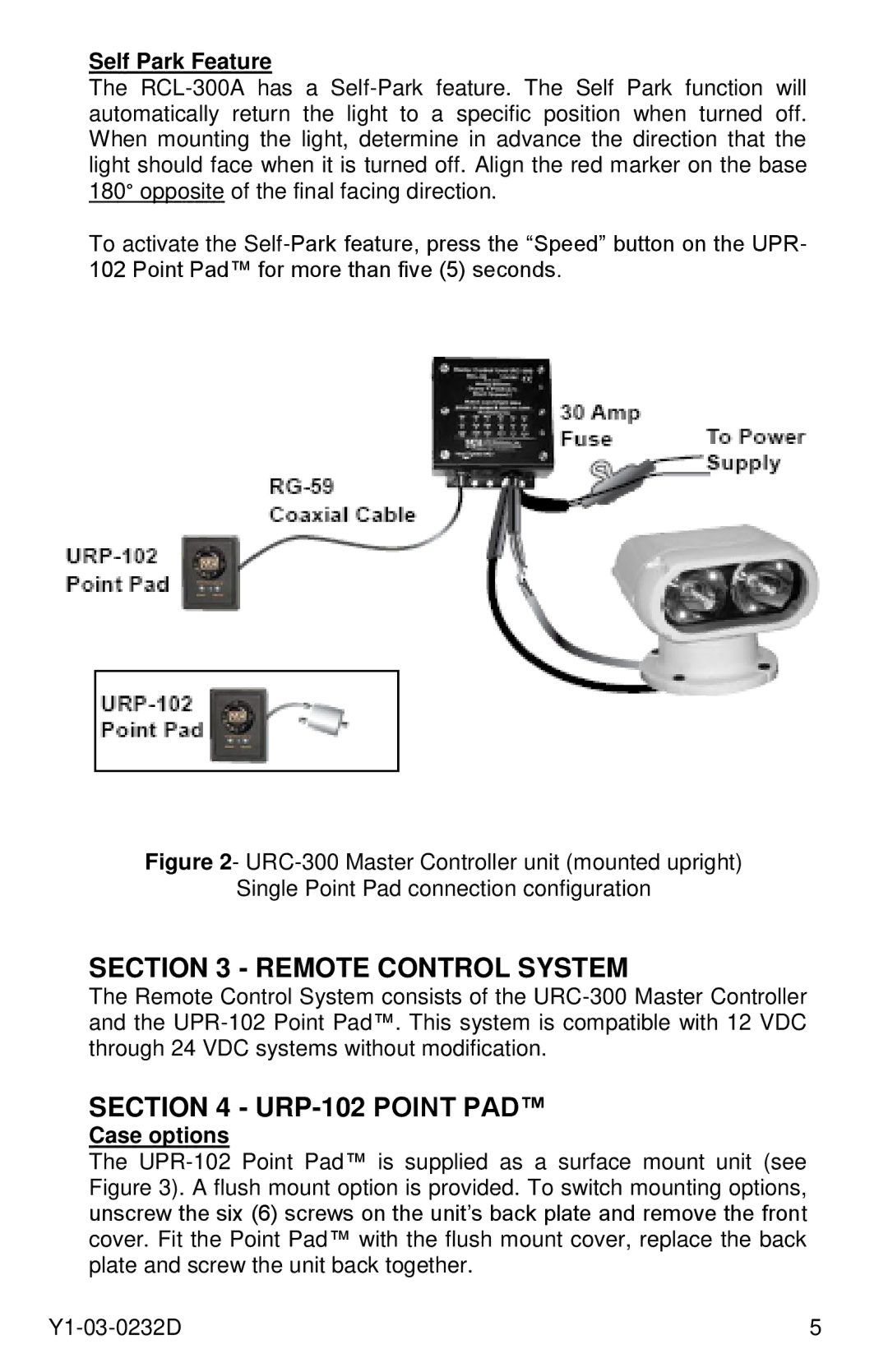 ACR Electronics 1933, RCL-300A manual Remote Control System, URP-102 Point PAD, Self Park Feature, Case options 