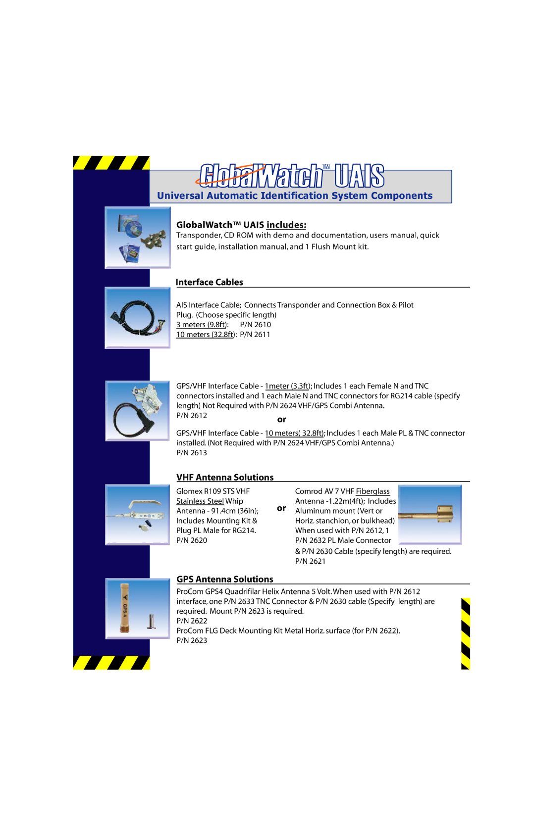 ACR Electronics 2600 Universal Automatic Identification System Components, GlobalWatch Uais includes Interface Cables 