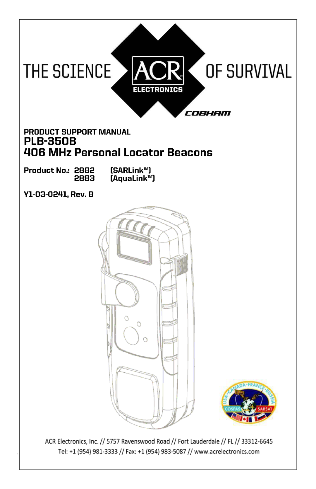 ACR Electronics PLB-350B, 2883, 2882 manual Y1-03-0241A 