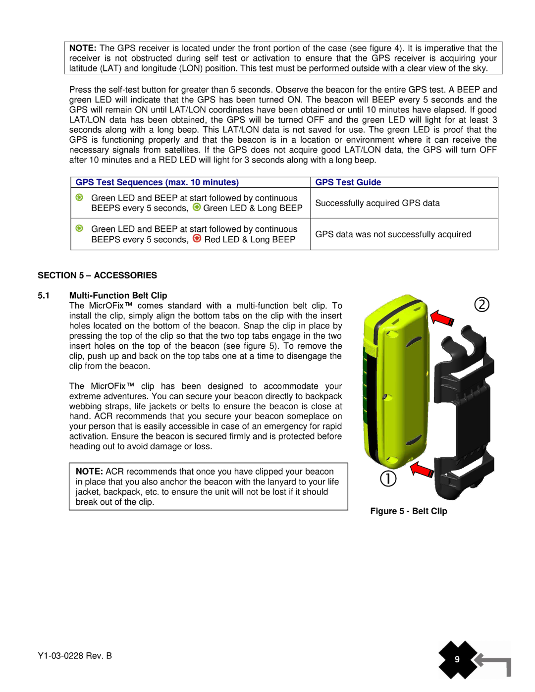 ACR Electronics 2897, 2898, PLB-300 manual Accessories, Multi-Function Belt Clip 