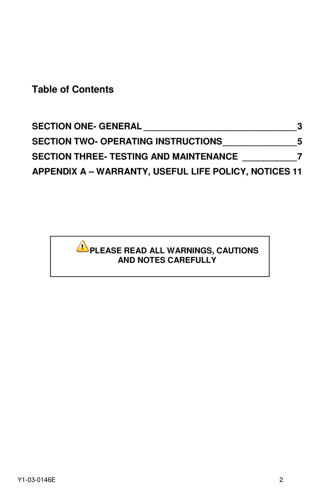 ACR Electronics MS-2000(M) manual Table of Contents 