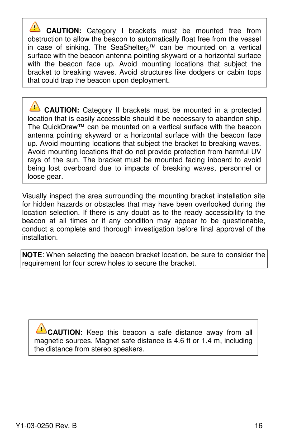 ACR Electronics Y1-03-0250, RLB-38 manual 