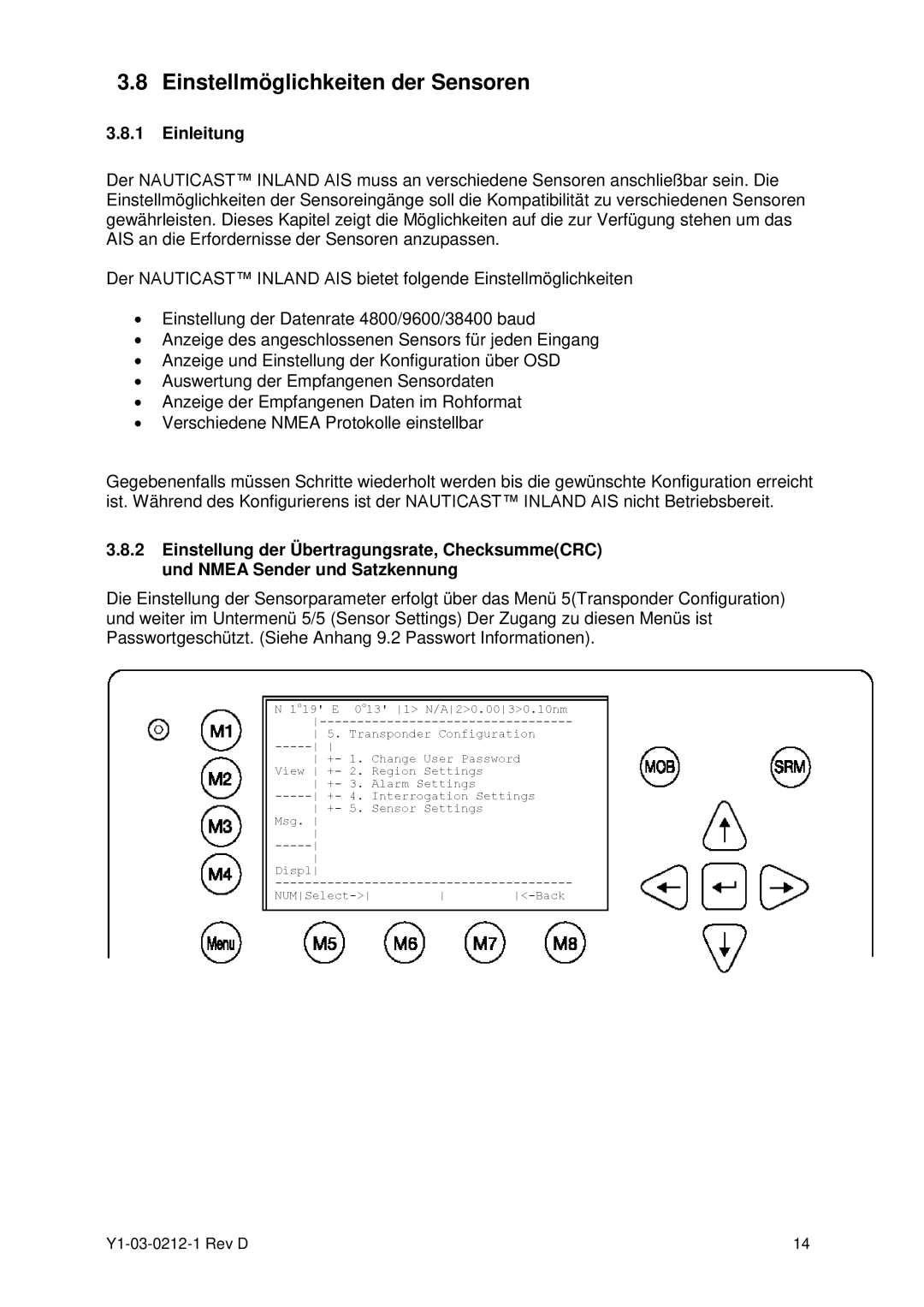 ACR Electronics Y1-03-0212-1 manual Einstellmöglichkeiten der Sensoren, Einleitung 