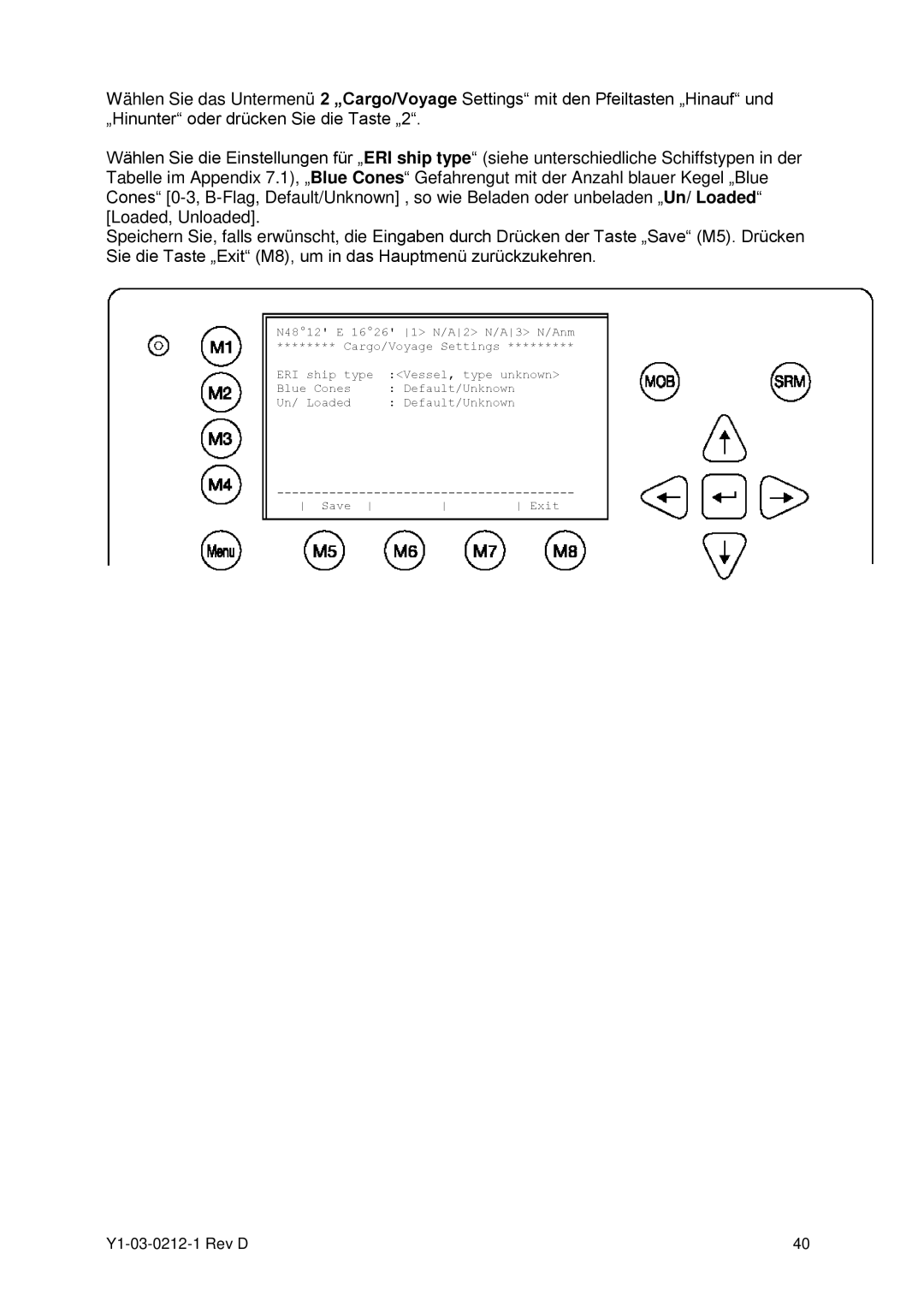 ACR Electronics Y1-03-0212-1 manual Blue Cones Default/Unknown Un/ Loaded Save 