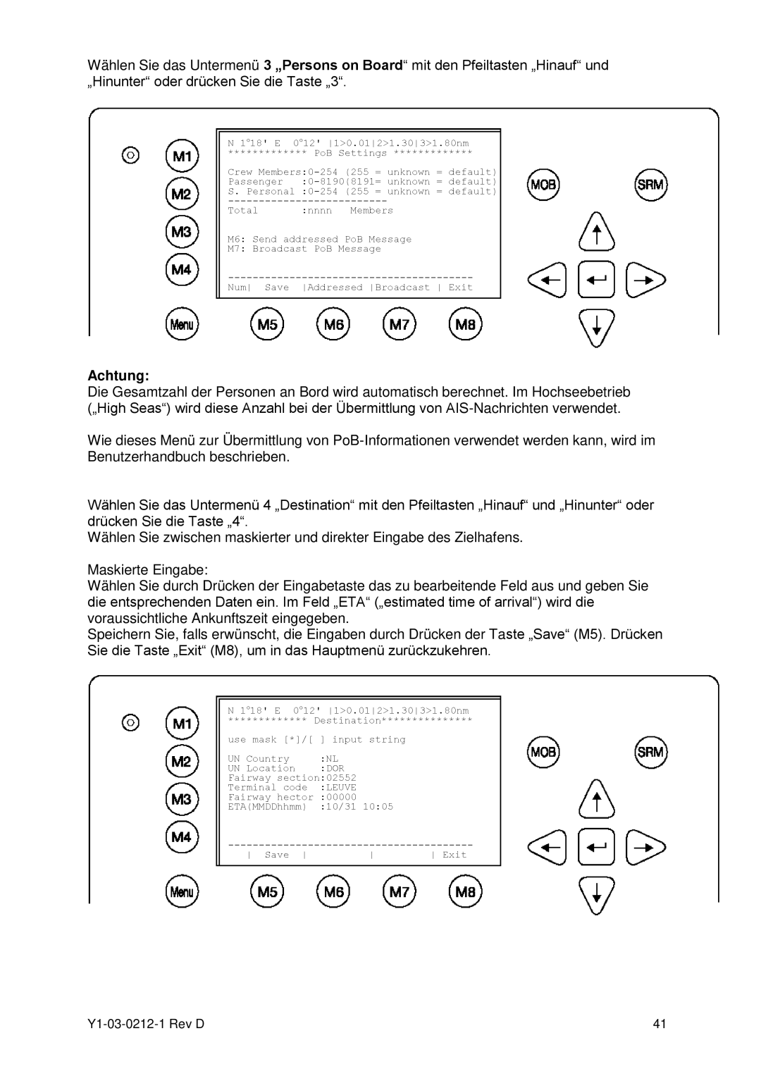 ACR Electronics Y1-03-0212-1 manual Dor 