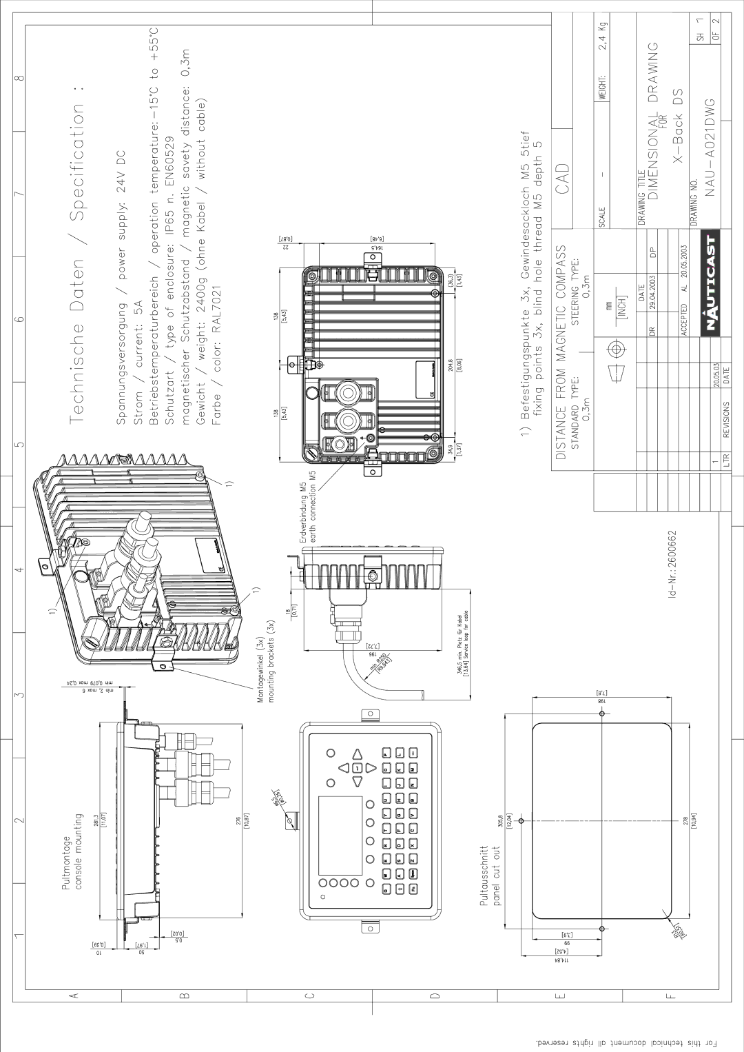 ACR Electronics Y1-03-0212-1 manual 