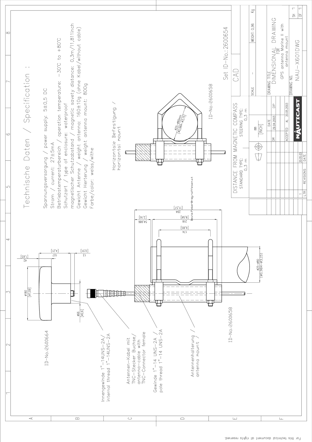 ACR Electronics Y1-03-0212-1 manual 