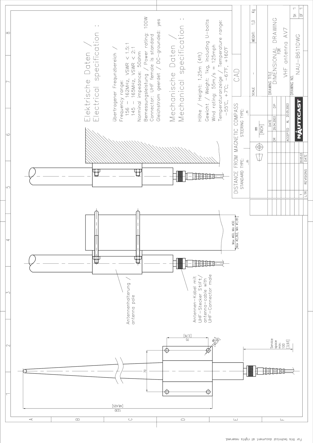 ACR Electronics Y1-03-0212-1 manual 