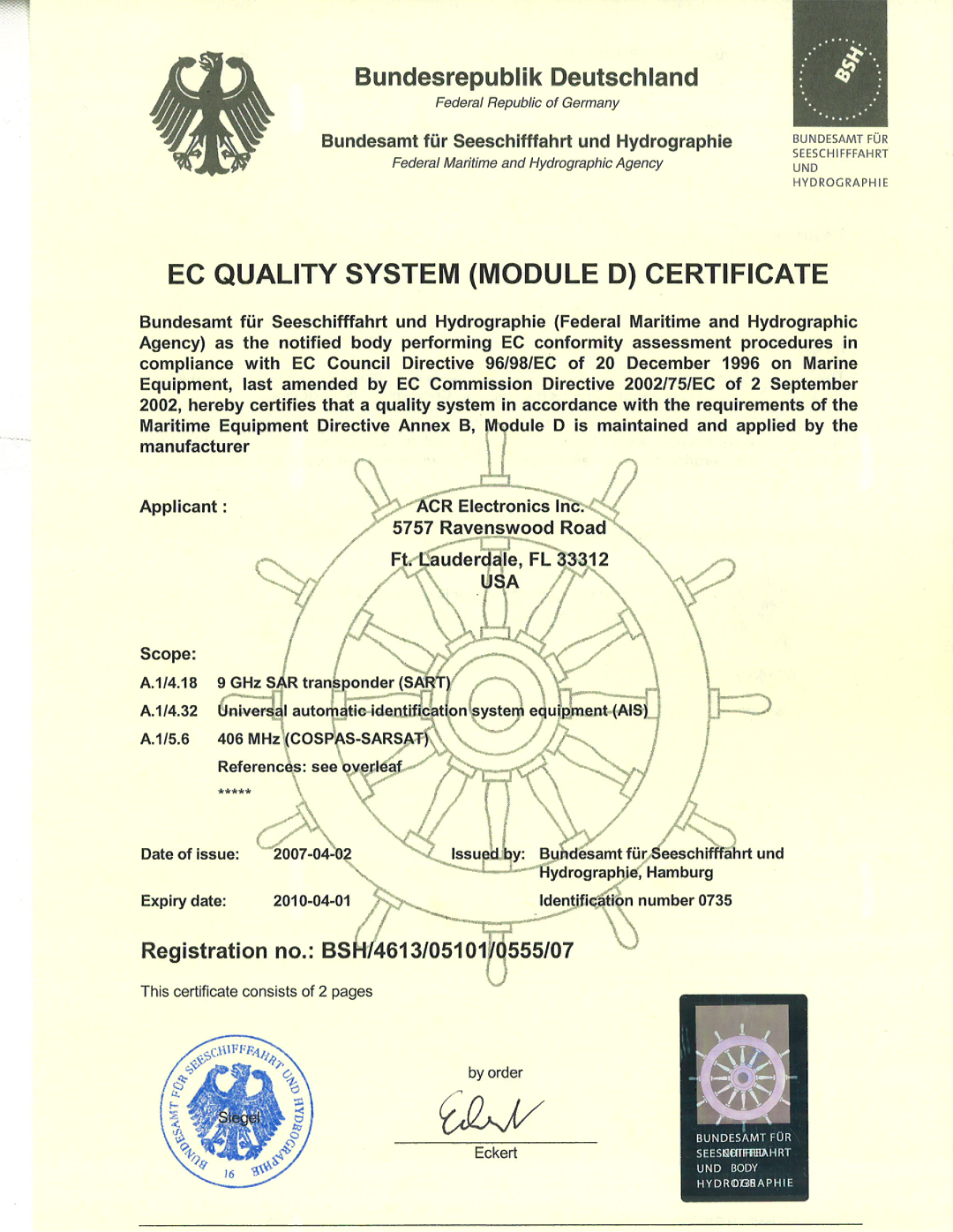 ACR Electronics Y1-03-0212-1 manual 