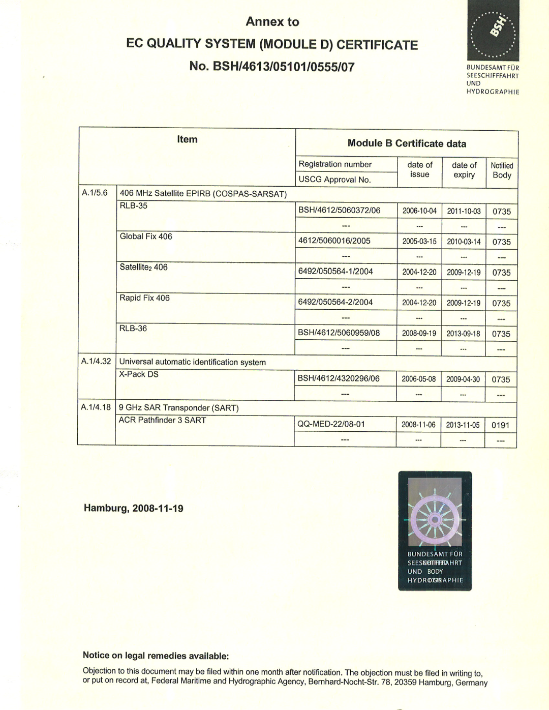 ACR Electronics Y1-03-0212-1 manual 