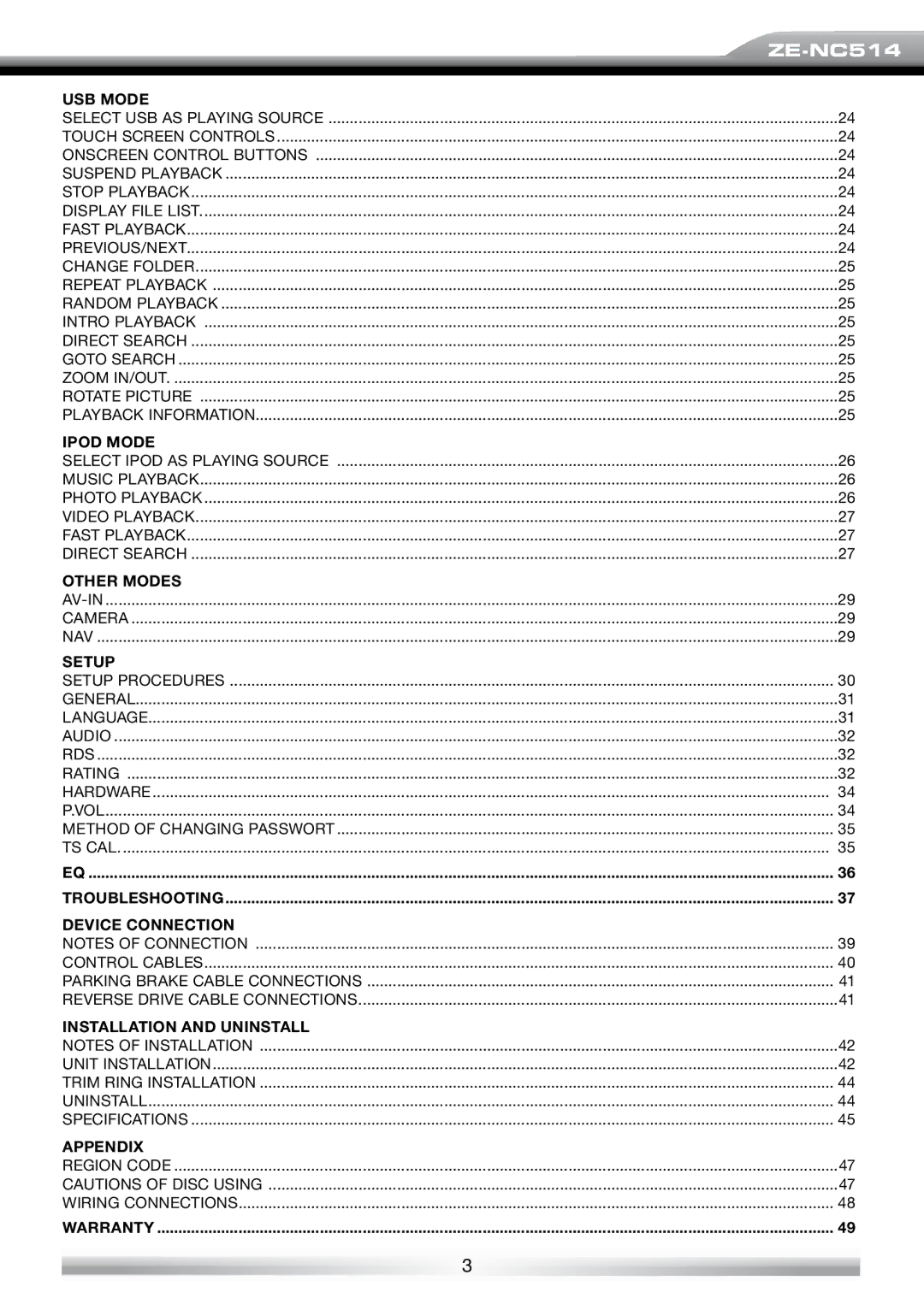 ACR Electronics ZE-NES14 user manual ZE-NC514 