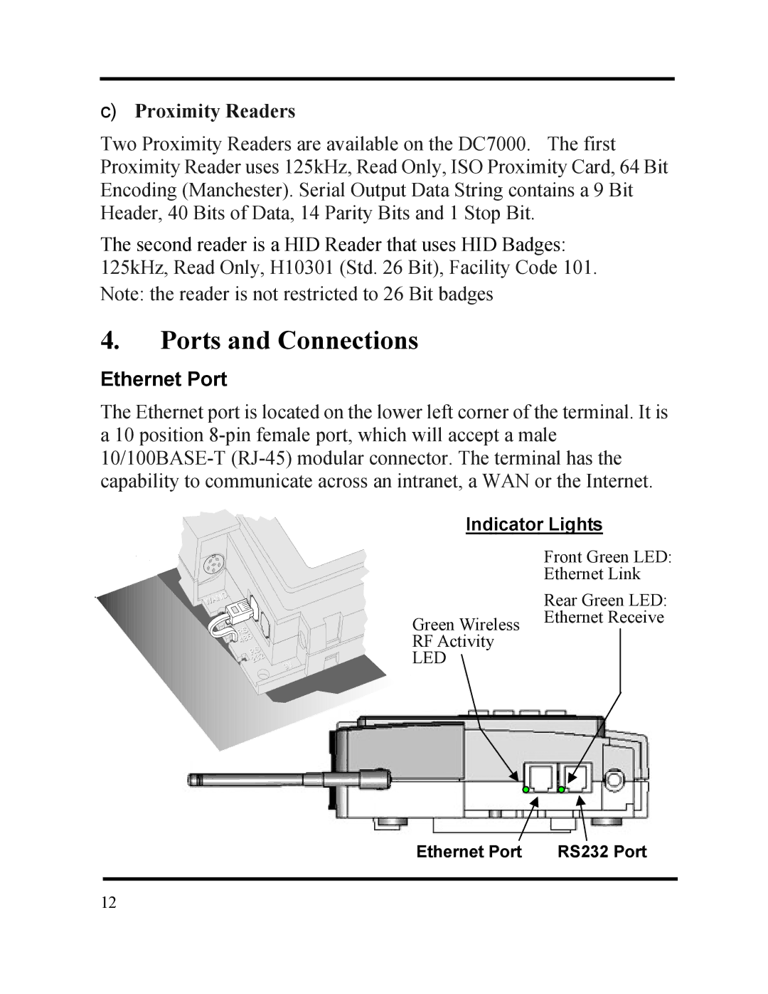 Acroprint DC7000 manual Ethernet Port 