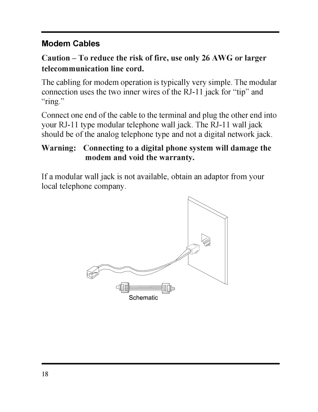 Acroprint DC7000 manual Modem Cables 