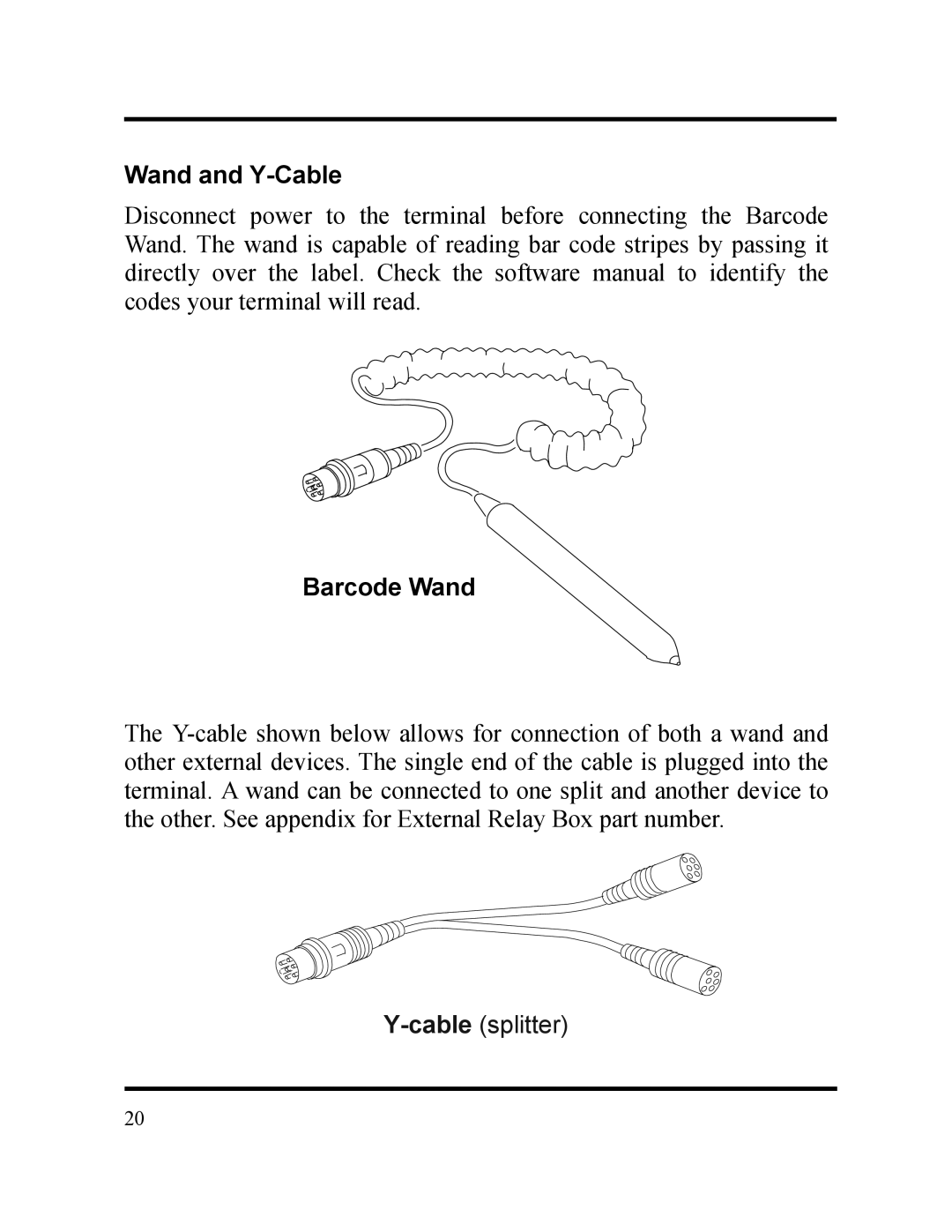 Acroprint DC7000 manual Wand and Y-Cable, Barcode Wand 