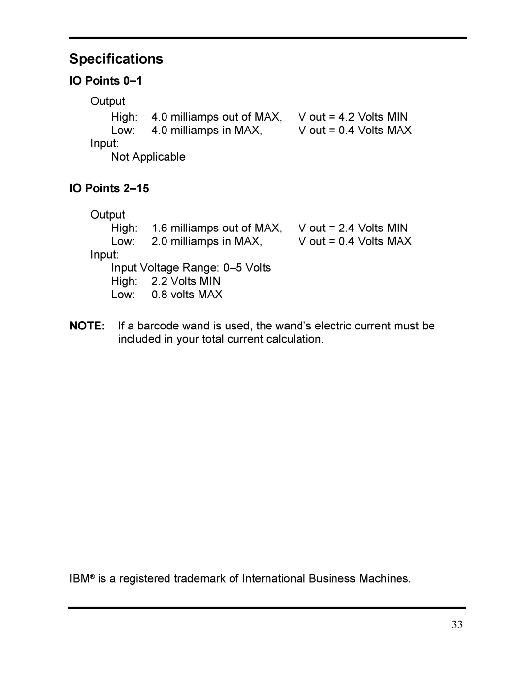 Acroprint DC7000 manual Specifications, IO Points 