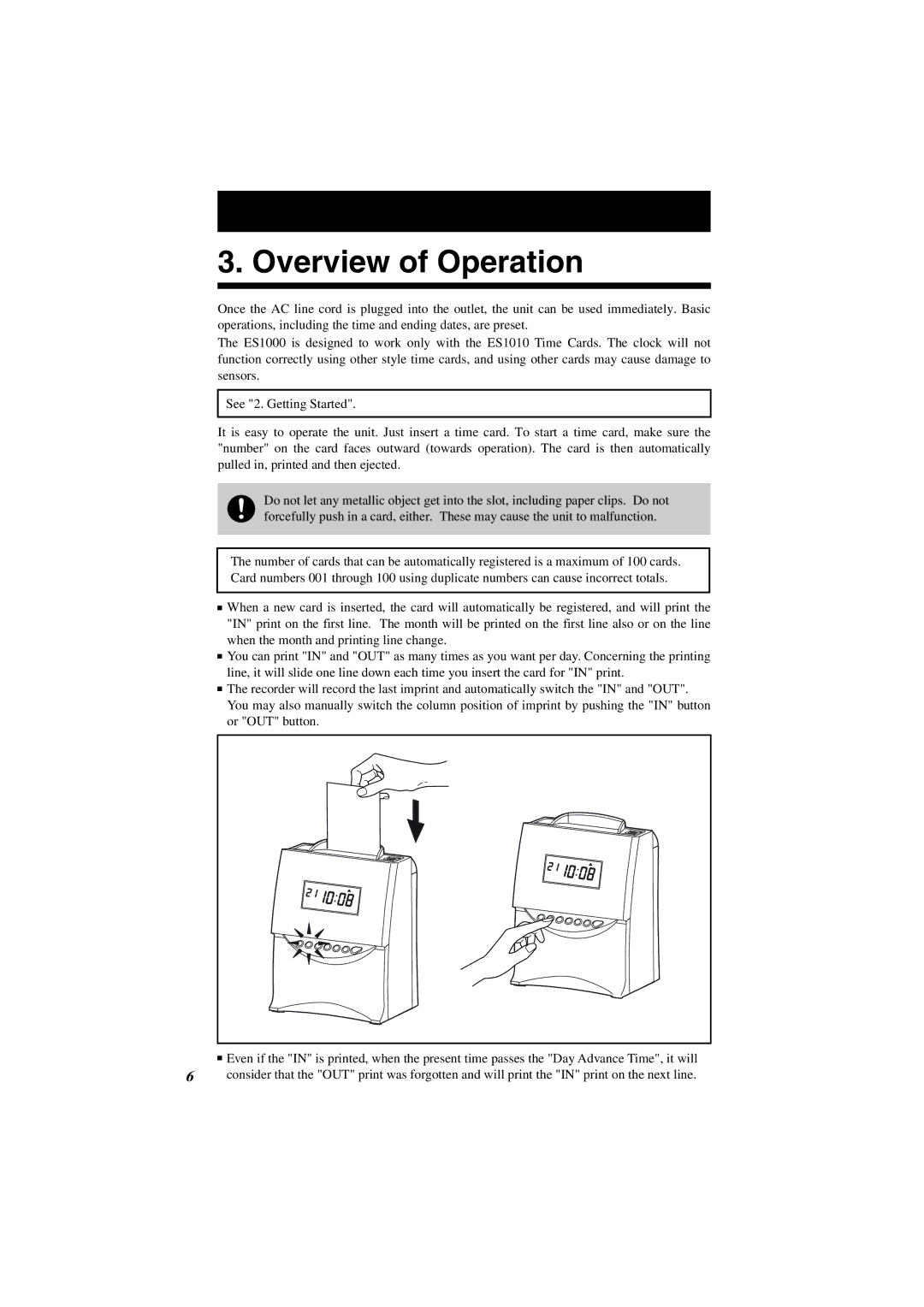 Acroprint ES1000 user manual Overview of Operation 