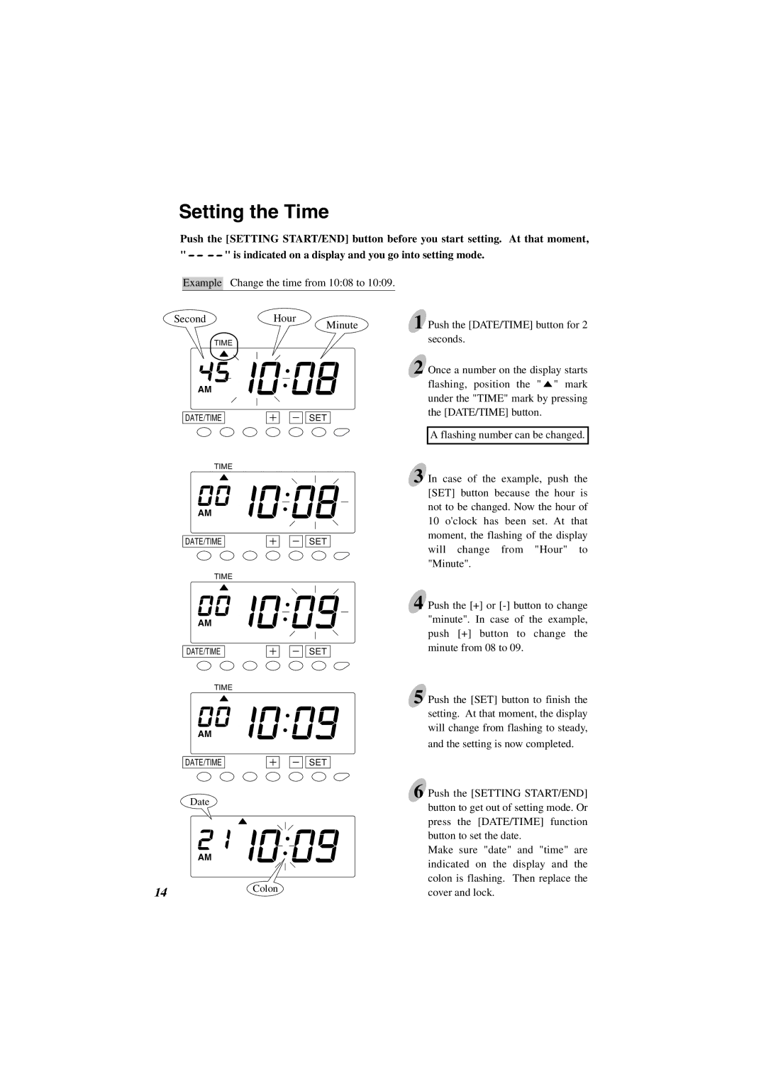 Acroprint ES1000 user manual Setting the Time 