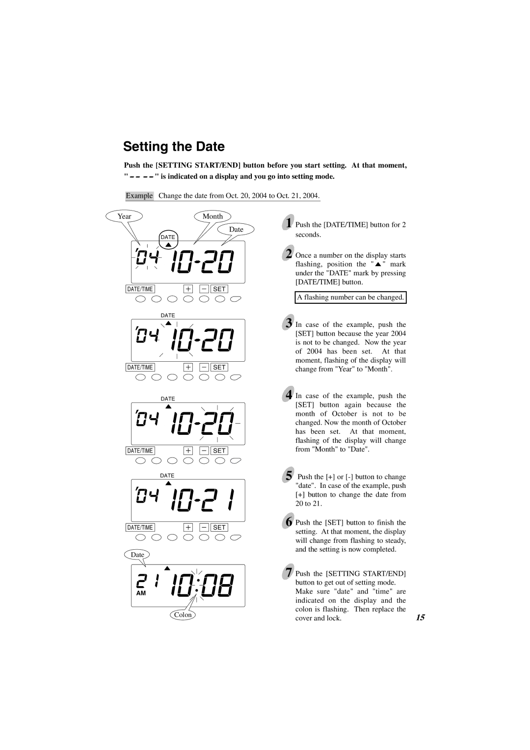 Acroprint ES1000 user manual Setting the Date 