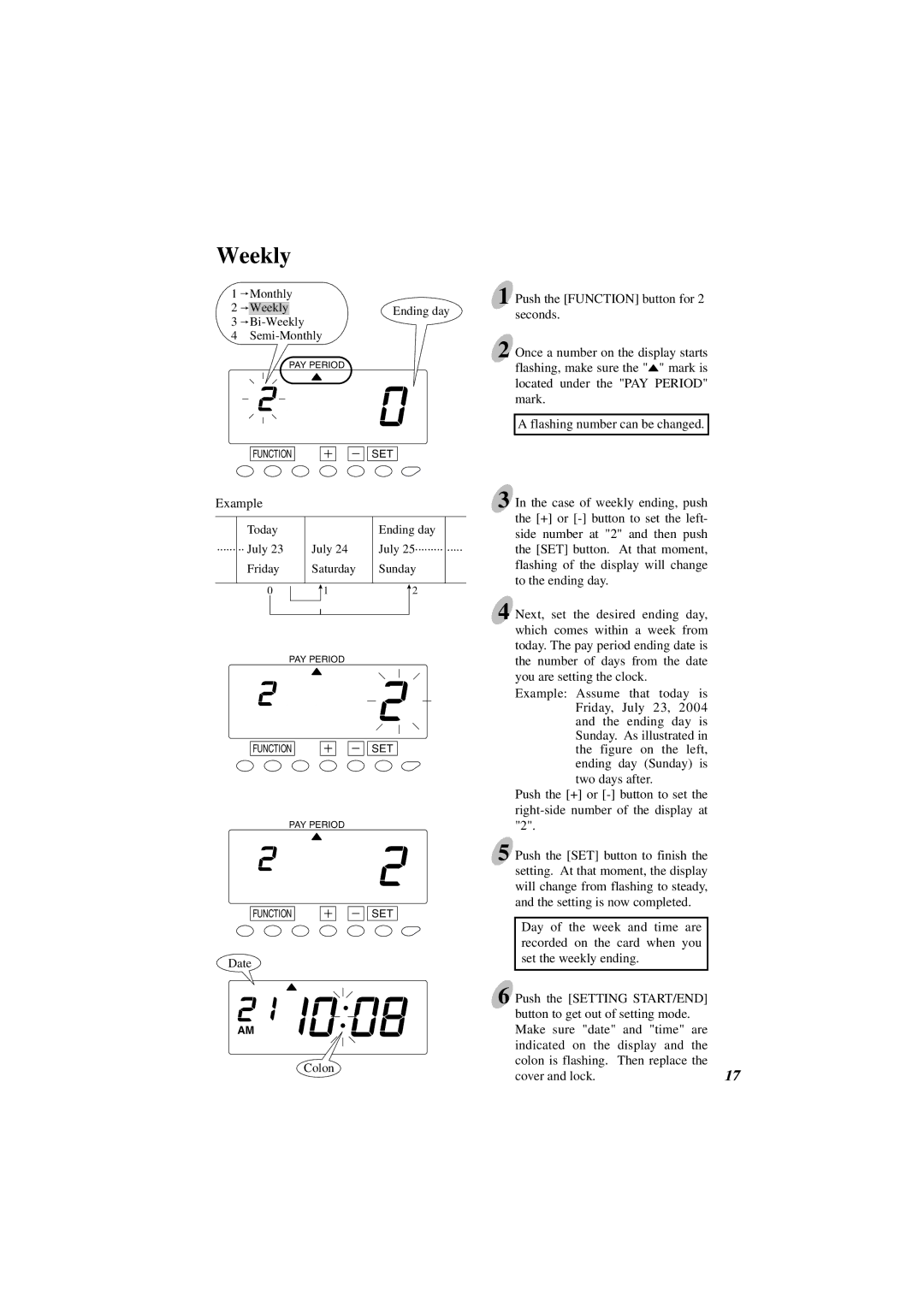 Acroprint ES1000 user manual Weekly 