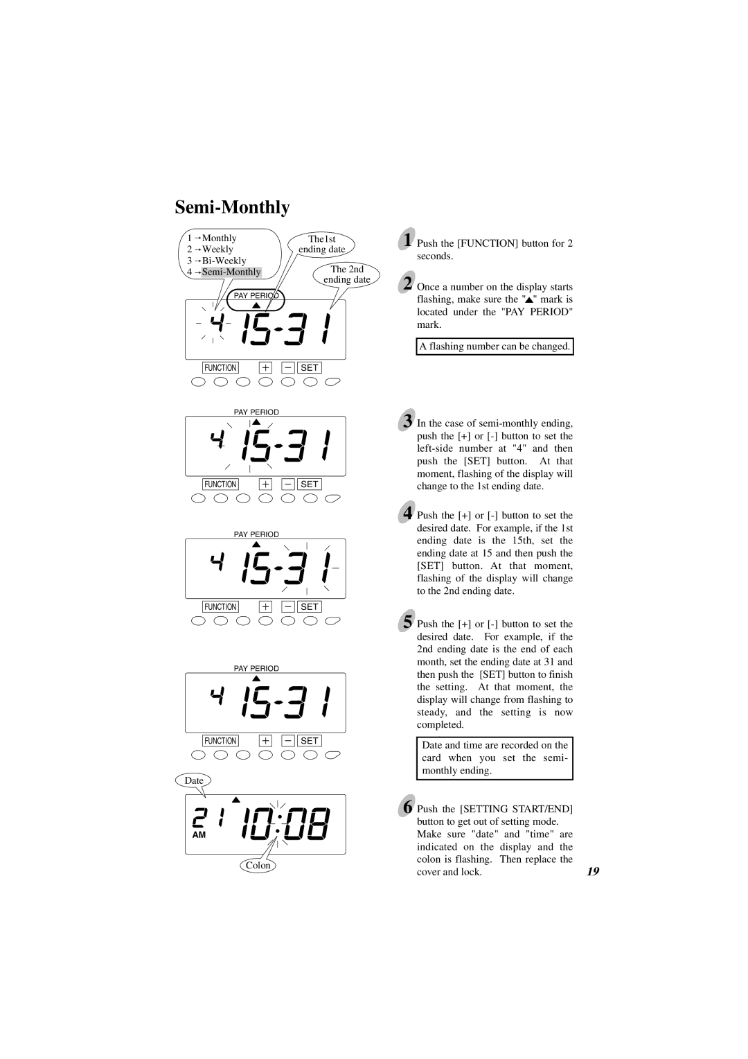 Acroprint ES1000 user manual Semi-Monthly 