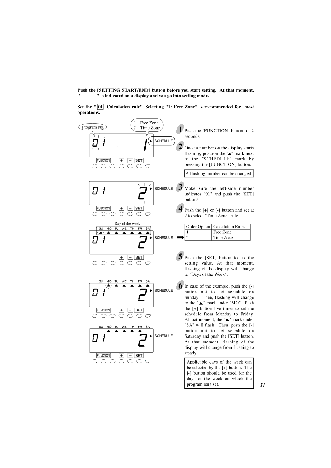 Acroprint ES1000 user manual Day of the week 