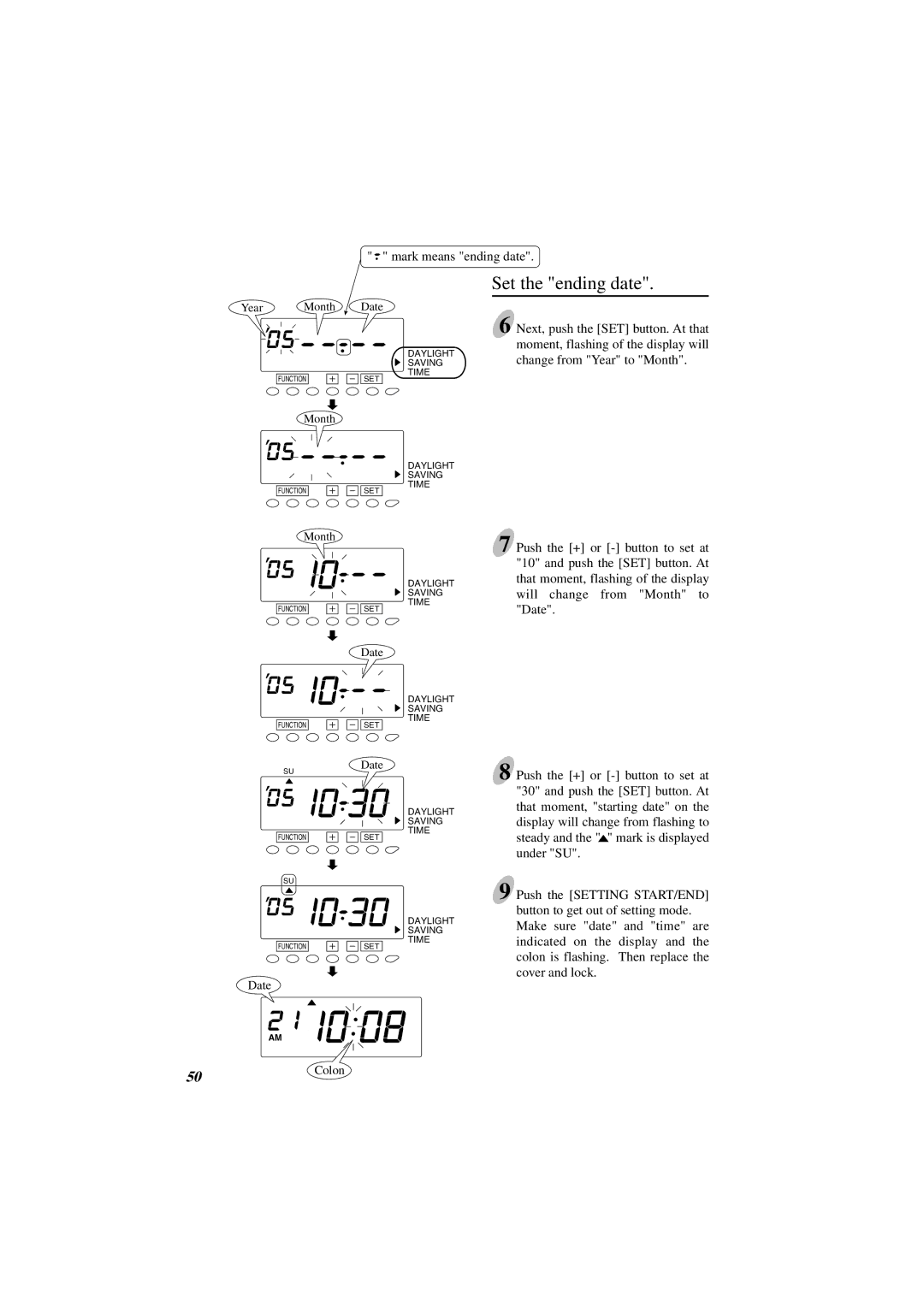 Acroprint ES1000 user manual Set the ending date 