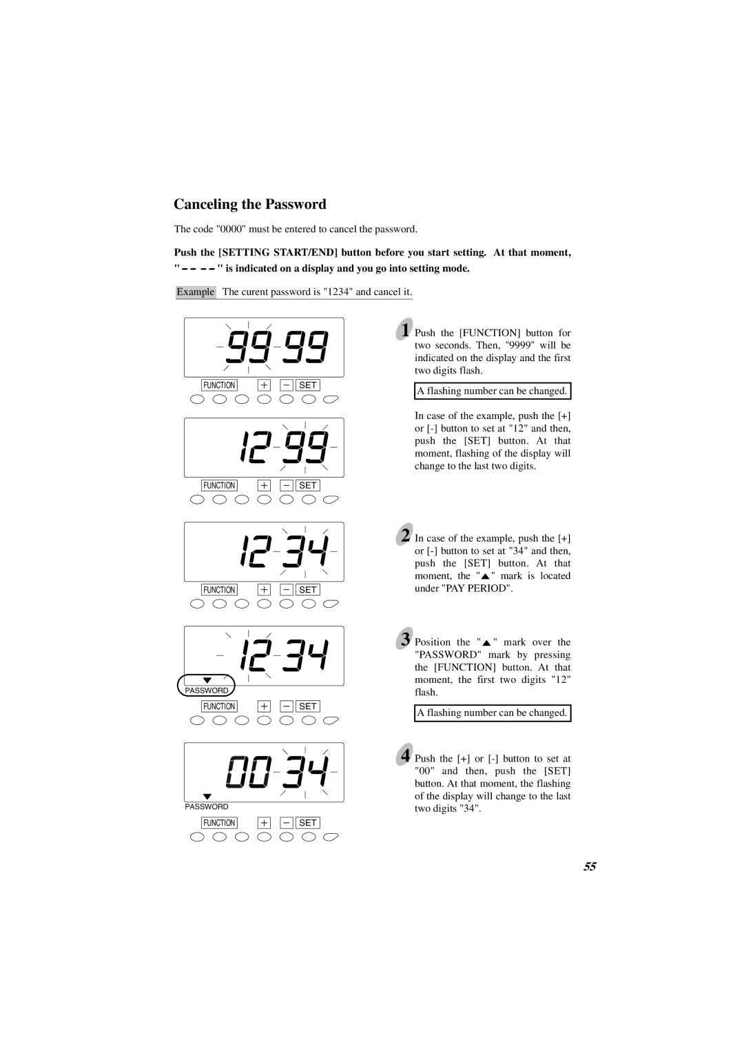 Acroprint ES1000 user manual Canceling the Password 