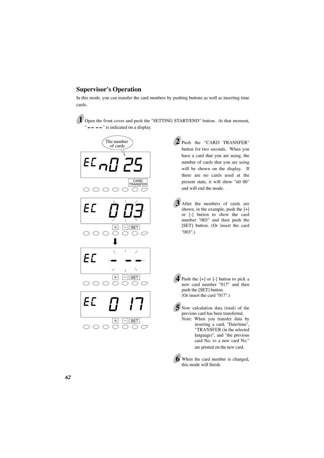 Acroprint ES1000 user manual Supervisors Operation 