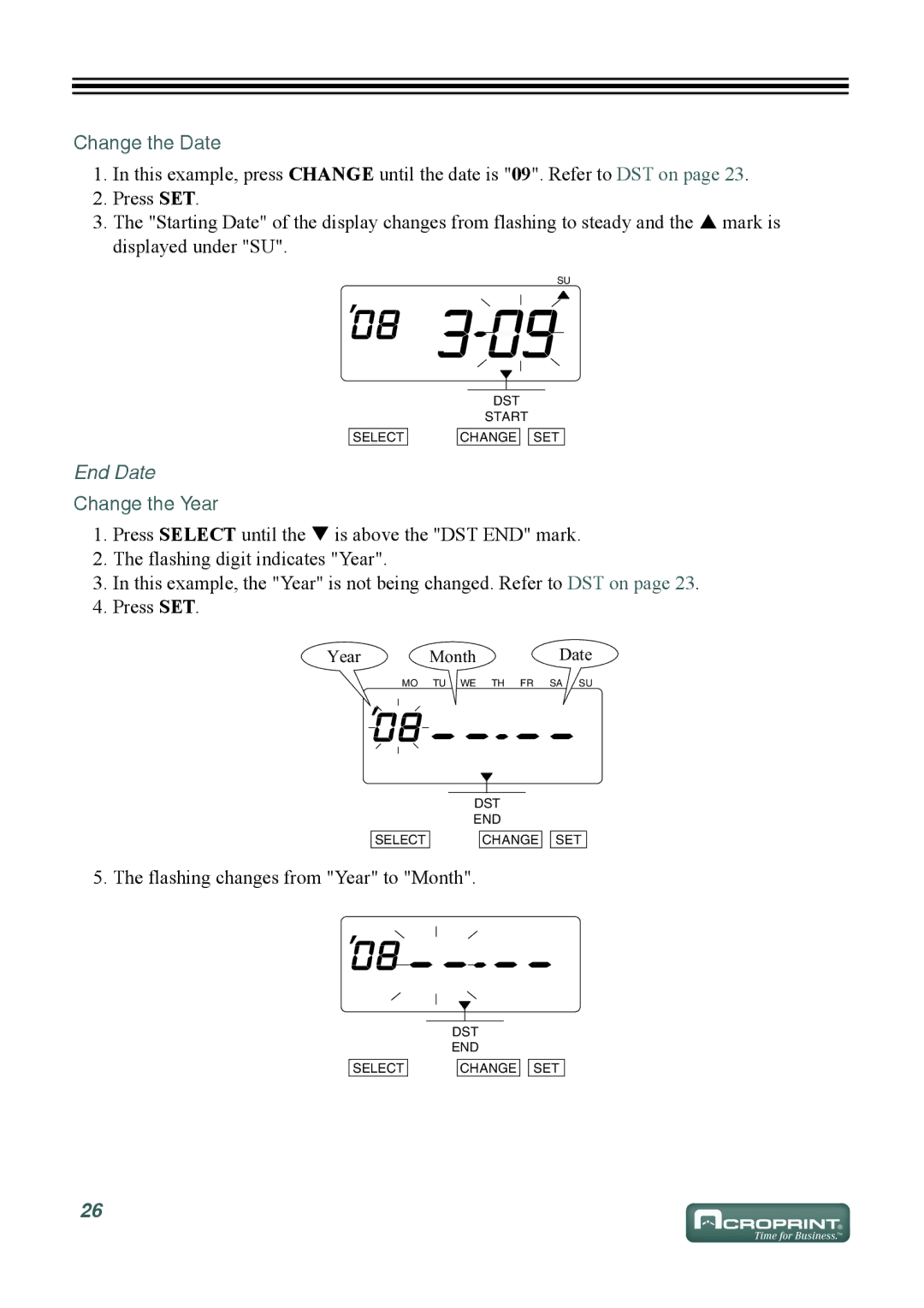 Acroprint ES700 user manual End Date 