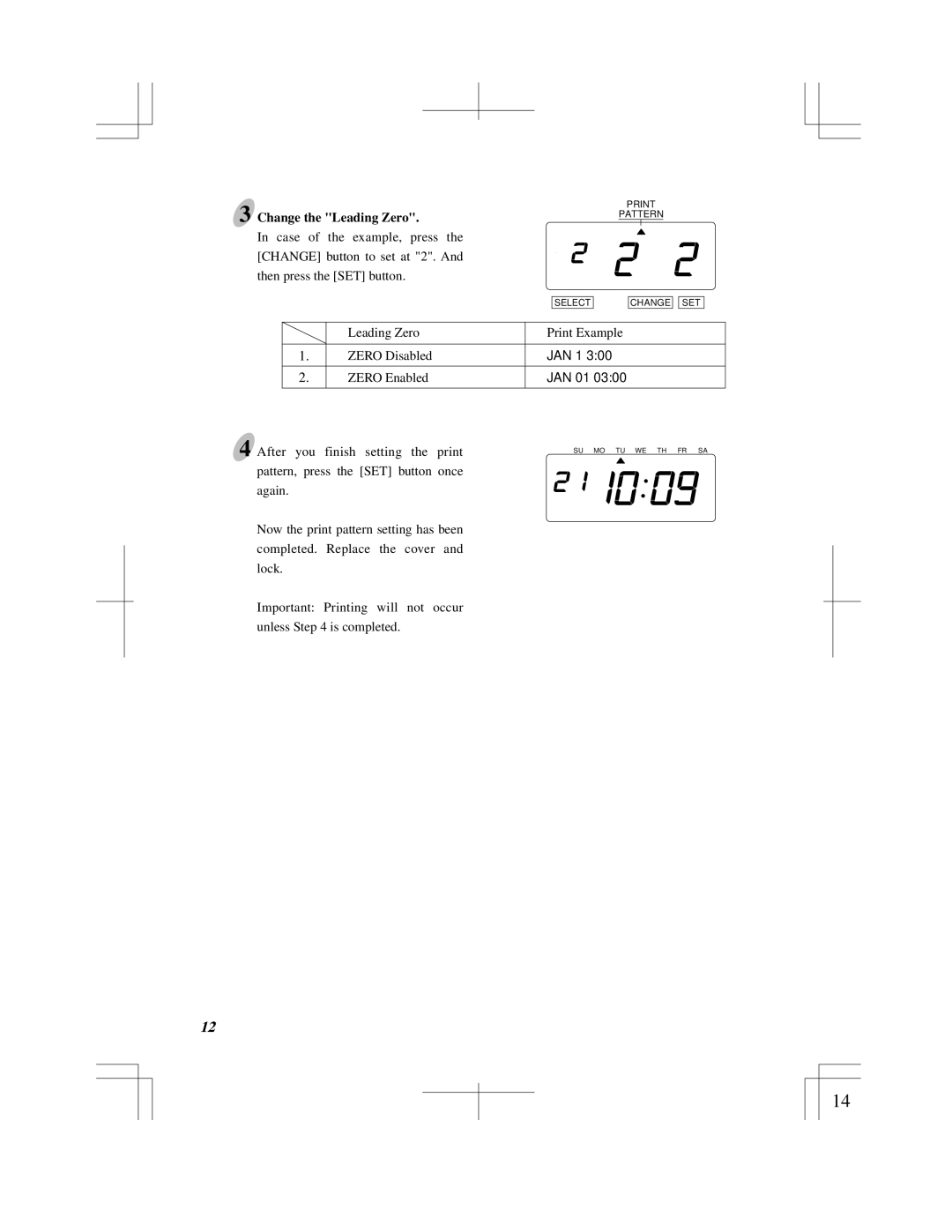 Acroprint ES900 user manual Change the Leading Zero, JAN 01 