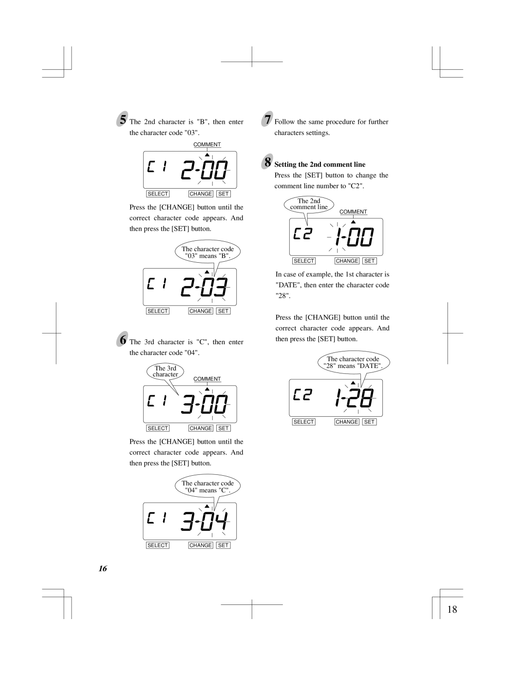 Acroprint ES900 user manual Setting the 2nd comment line 