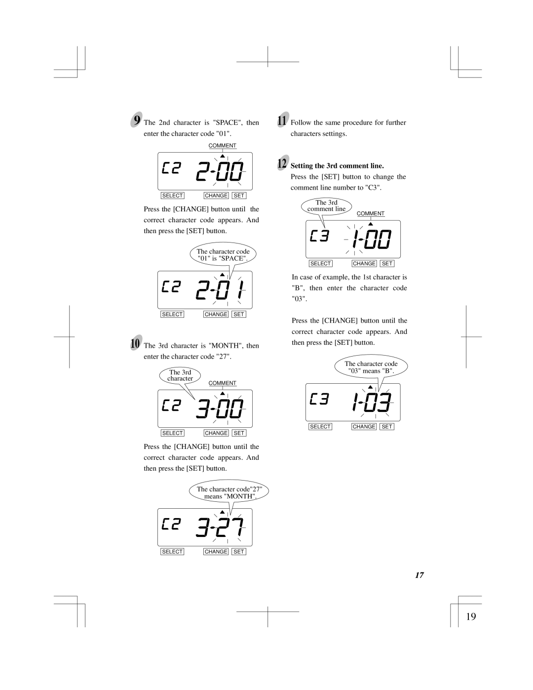 Acroprint ES900 user manual Setting the 3rd comment line 