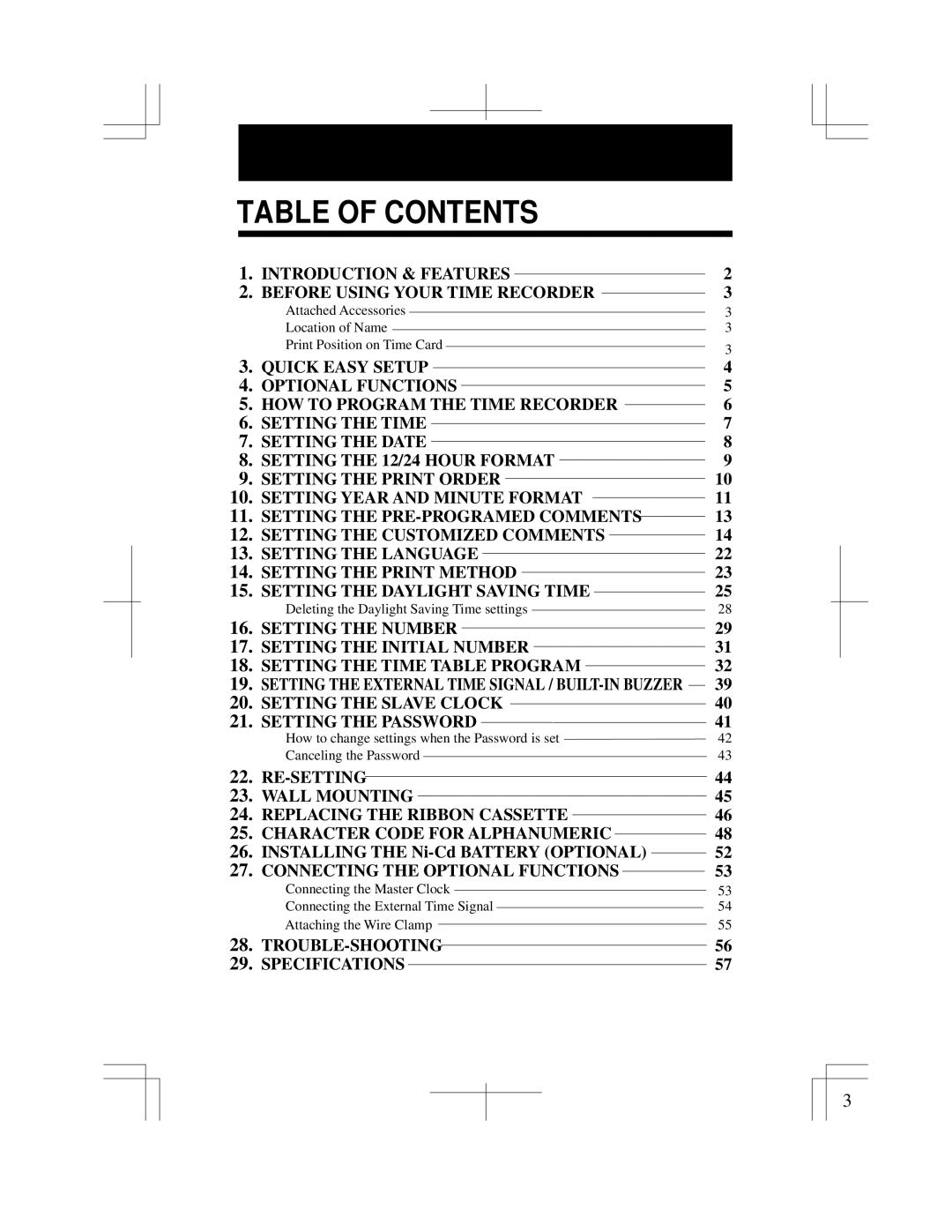 Acroprint ES900 user manual Table of Contents 