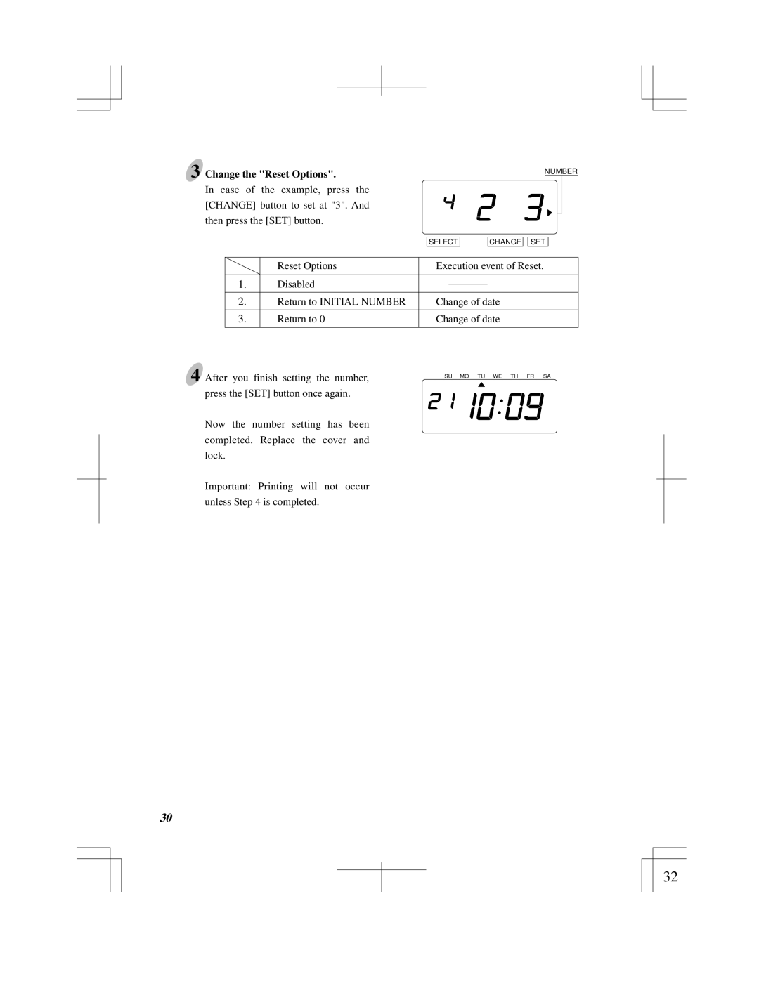 Acroprint ES900 user manual Change the Reset Options 