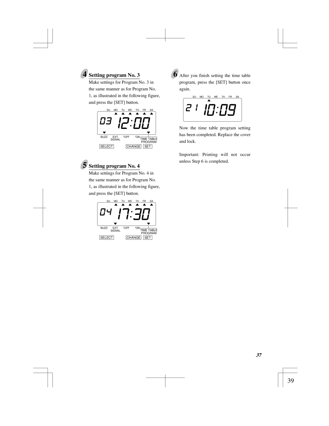 Acroprint ES900 user manual Setting program No 