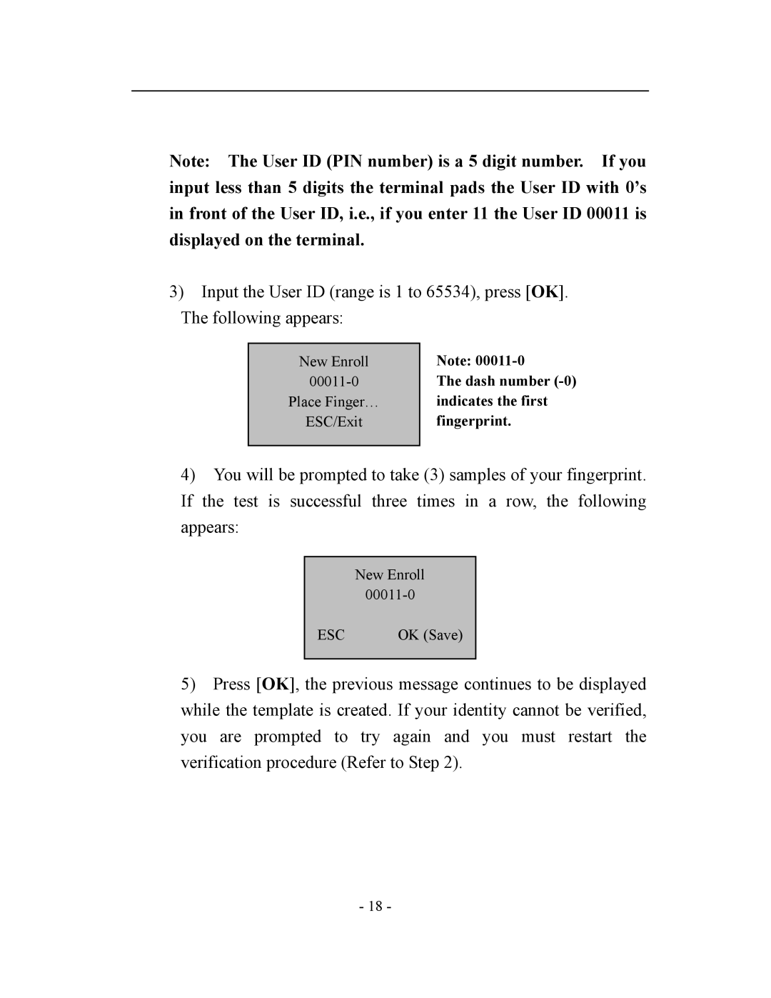 Acroprint V3, TQ600 user manual Dash number -0 indicates the first fingerprint 