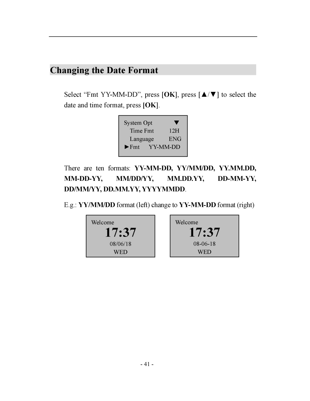 Acroprint TQ600, V3 user manual Changing the Date Format 