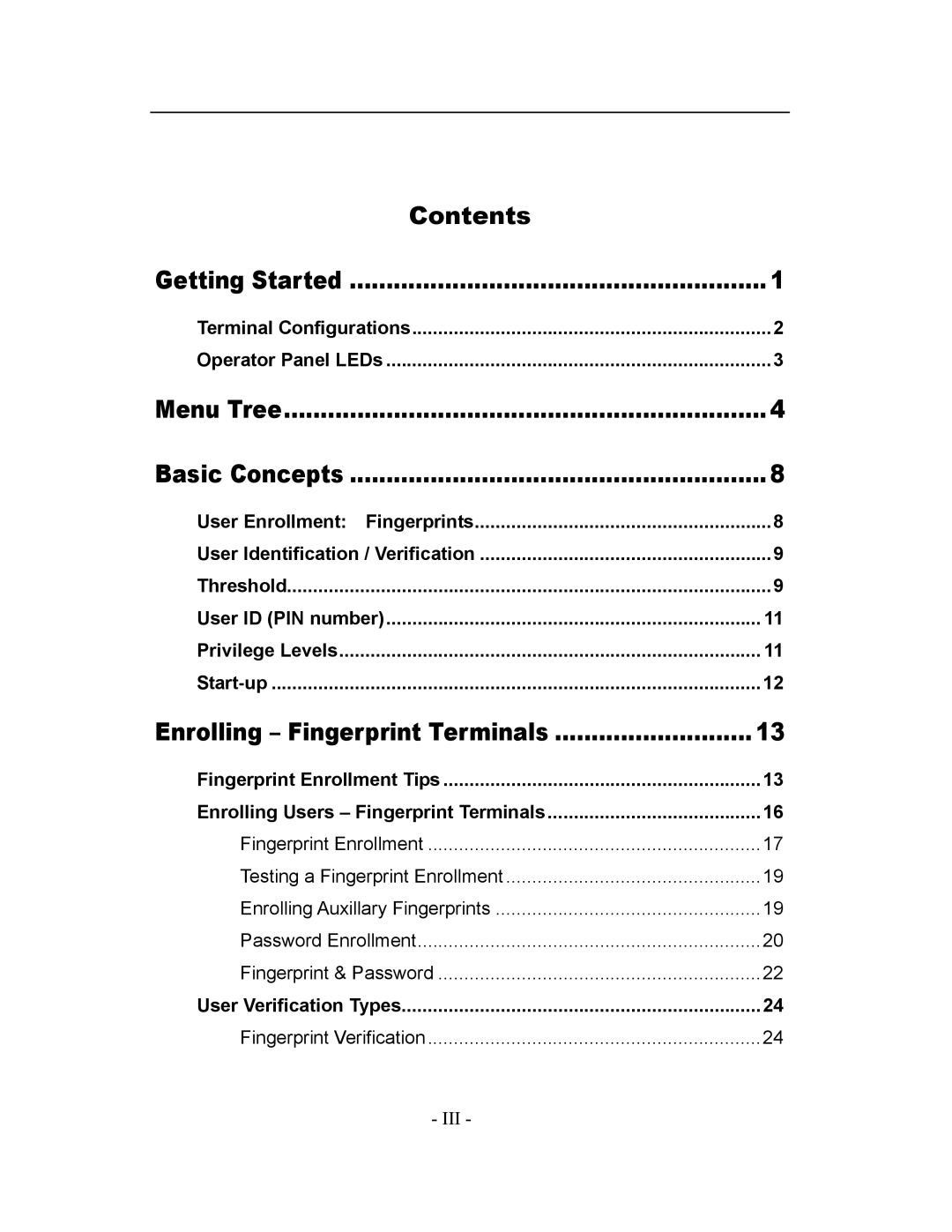 Acroprint TQ600, V3 user manual Contents 