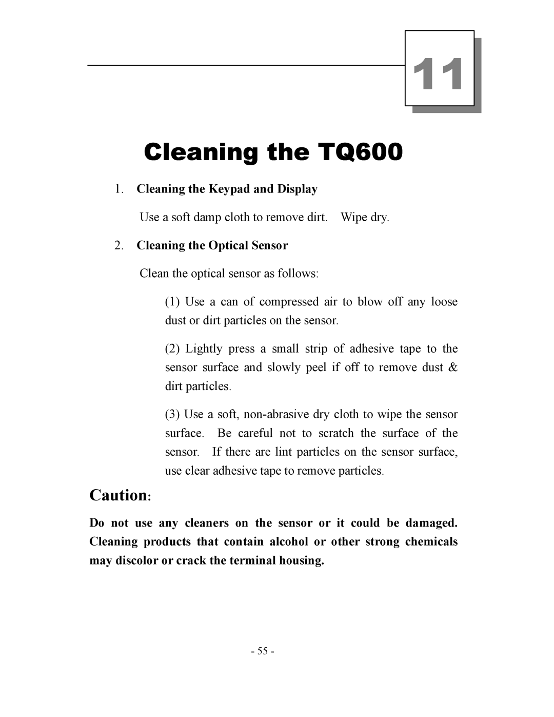 Acroprint V3 user manual Cleaning the TQ600 