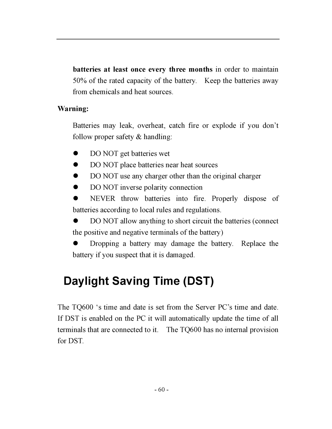 Acroprint V3, TQ600 user manual Daylight Saving Time DST 