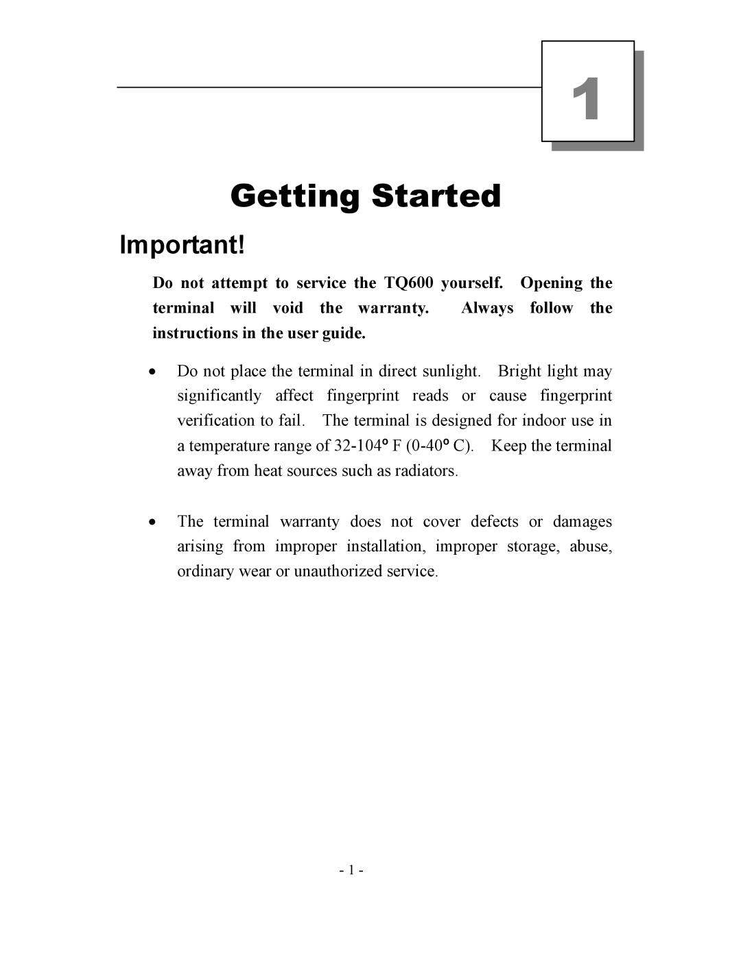 Acroprint TQ600, V3 user manual Getting Started 