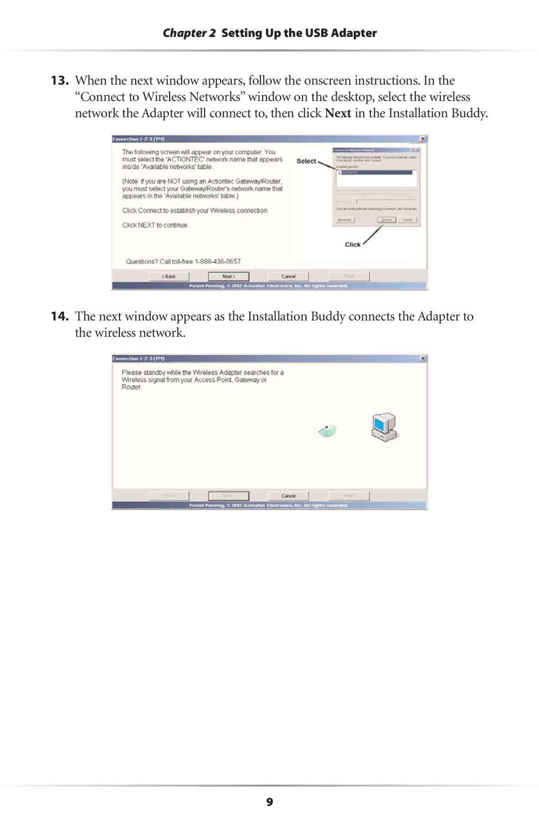 Actiontec electronic 11 Mbps user manual Setting Up the USB Adapter 