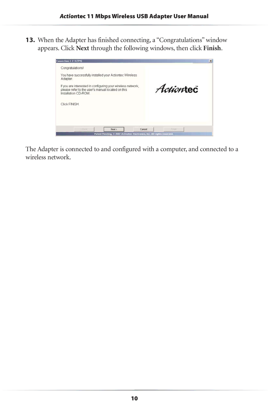 Actiontec electronic 11 Mbps user manual 