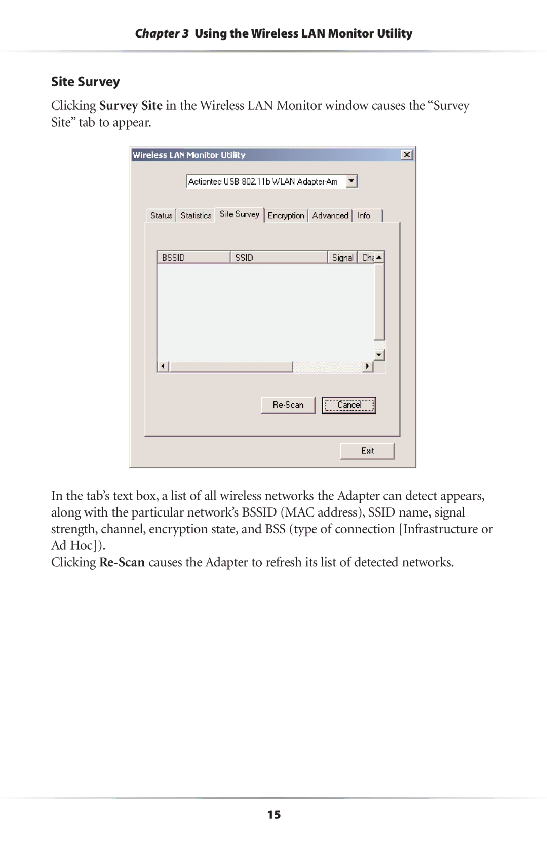 Actiontec electronic 11 Mbps user manual Site Survey 