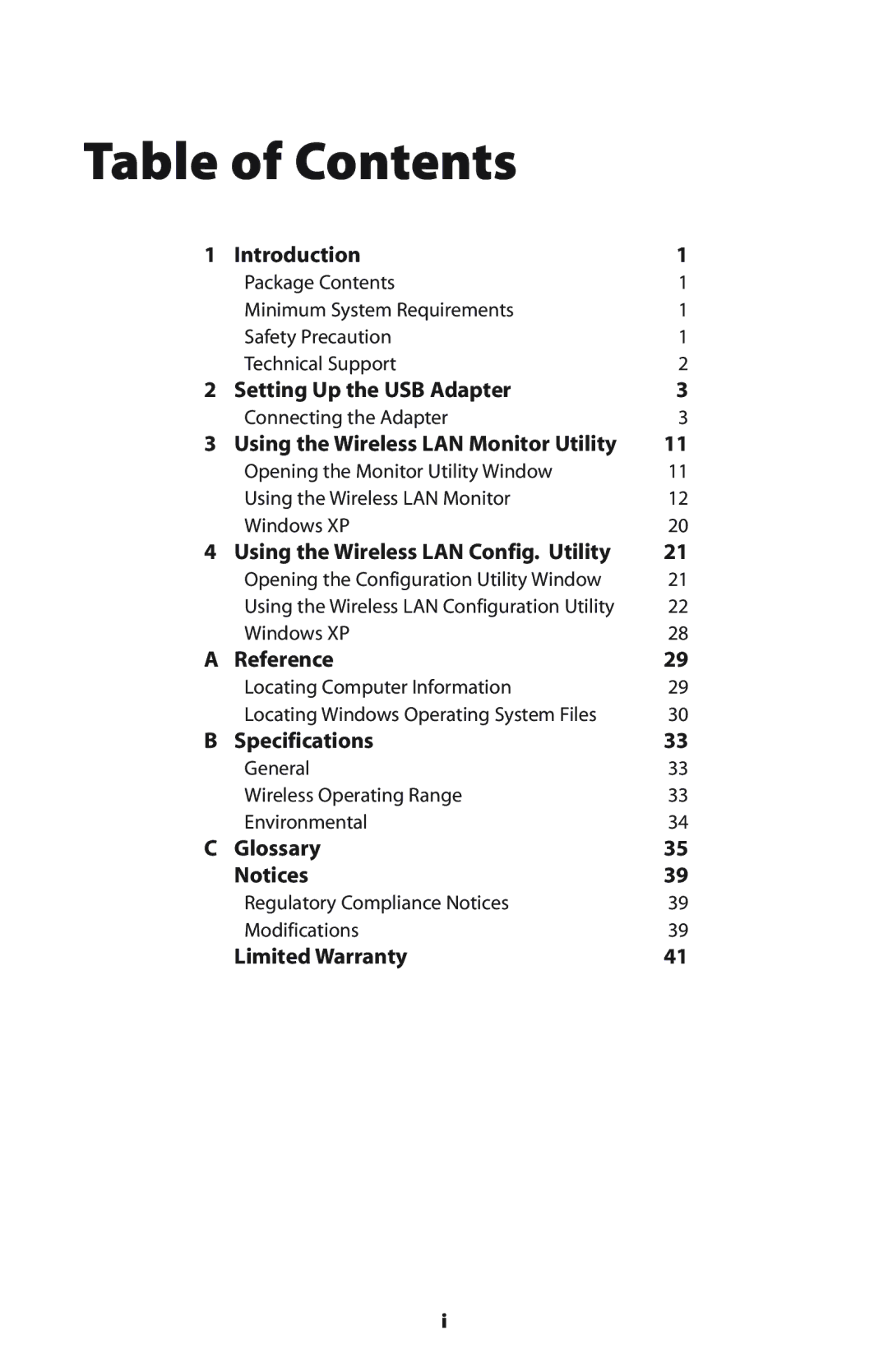 Actiontec electronic 11 Mbps user manual Table of Contents 