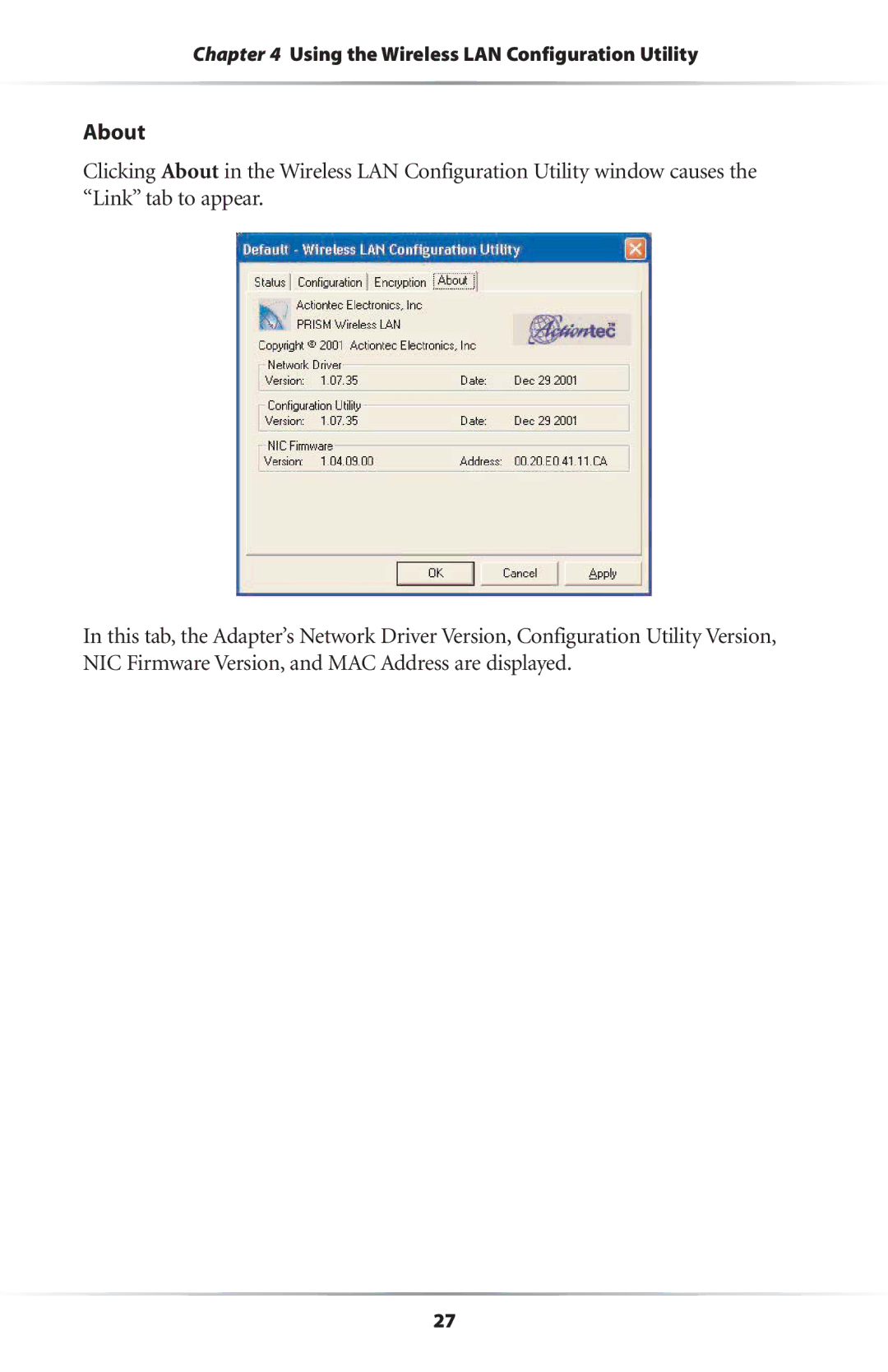 Actiontec electronic 11 Mbps user manual About 