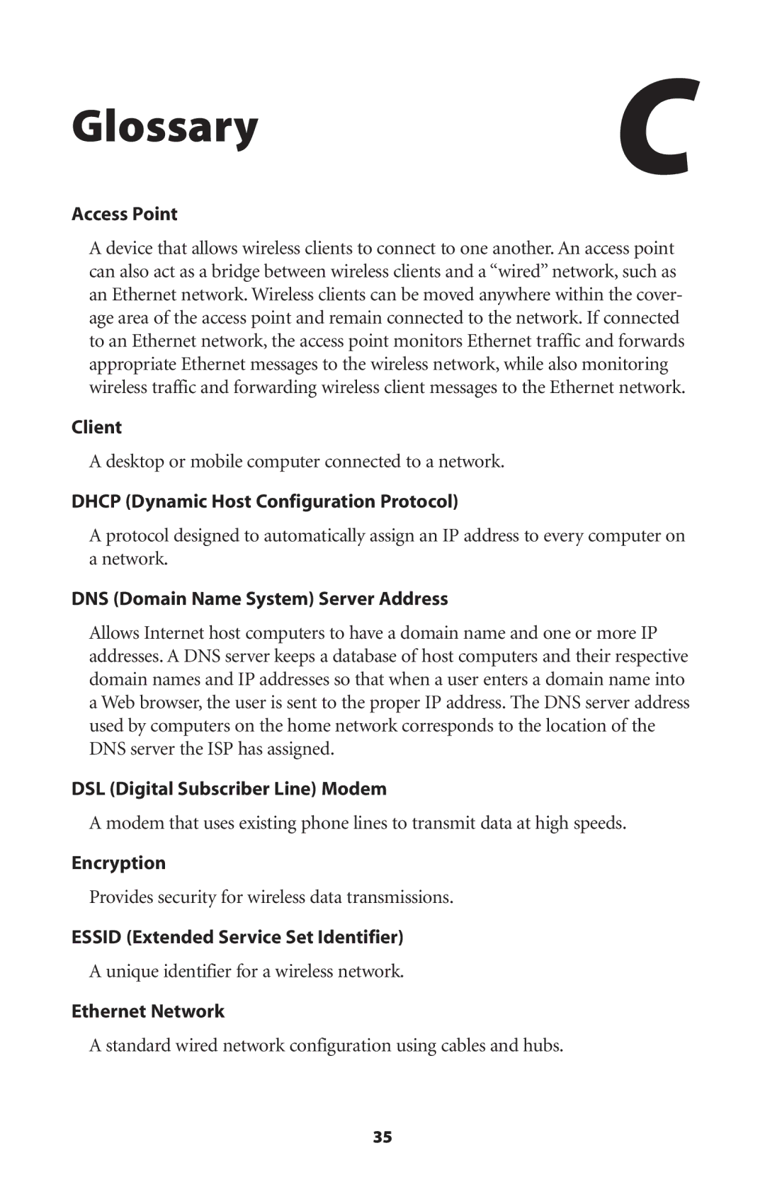 Actiontec electronic 11 Mbps user manual Glossary 