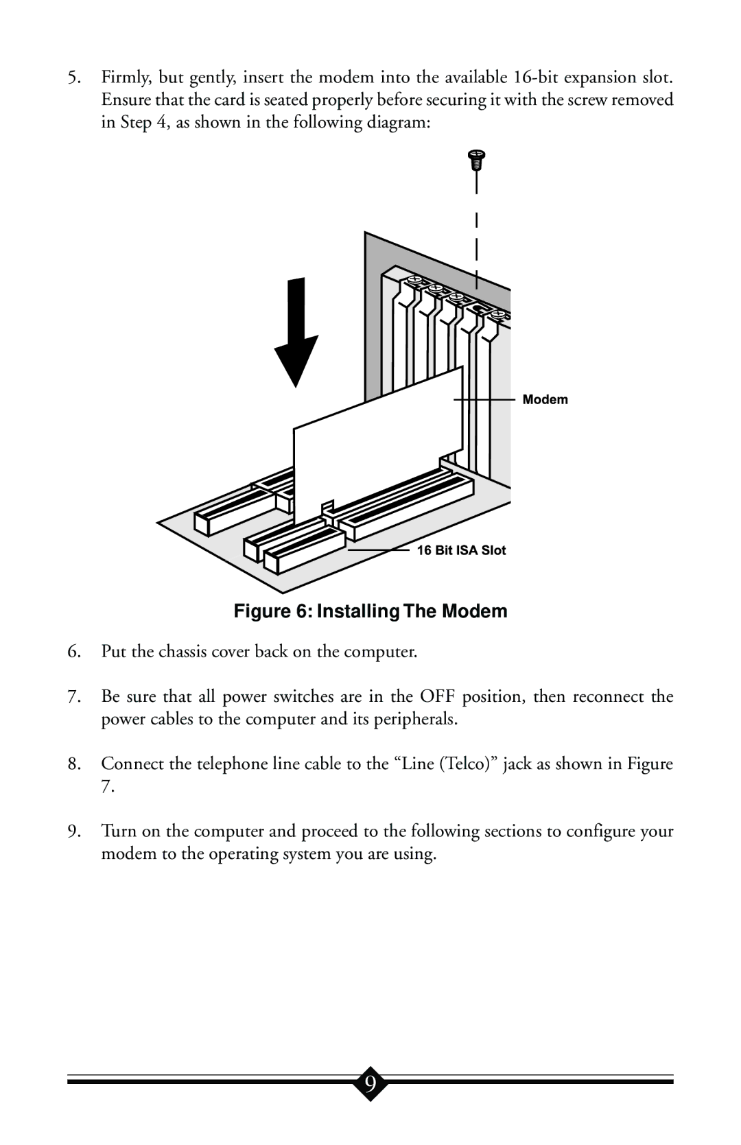 Actiontec electronic 56K ISA Lite manual Installing The Modem 