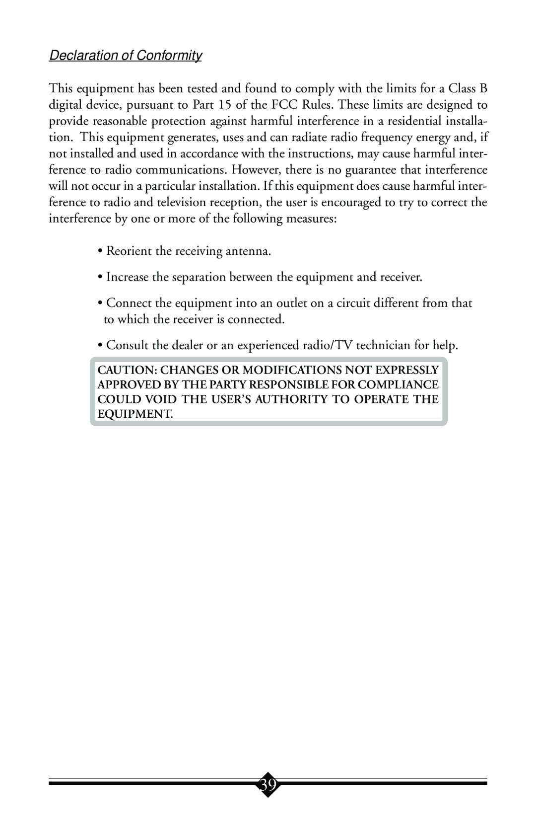 Actiontec electronic 56K ISA Lite manual Declaration of Conformity 