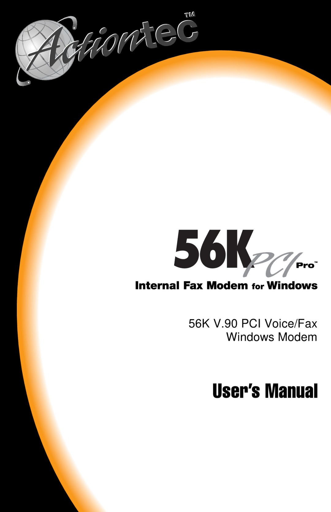 Actiontec electronic manual 56K V.90 PCI Voice/Fax Windows Modem 